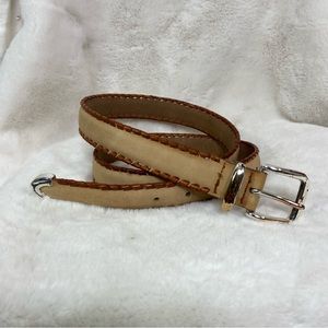 Tan & brown rolled leather edge belt.